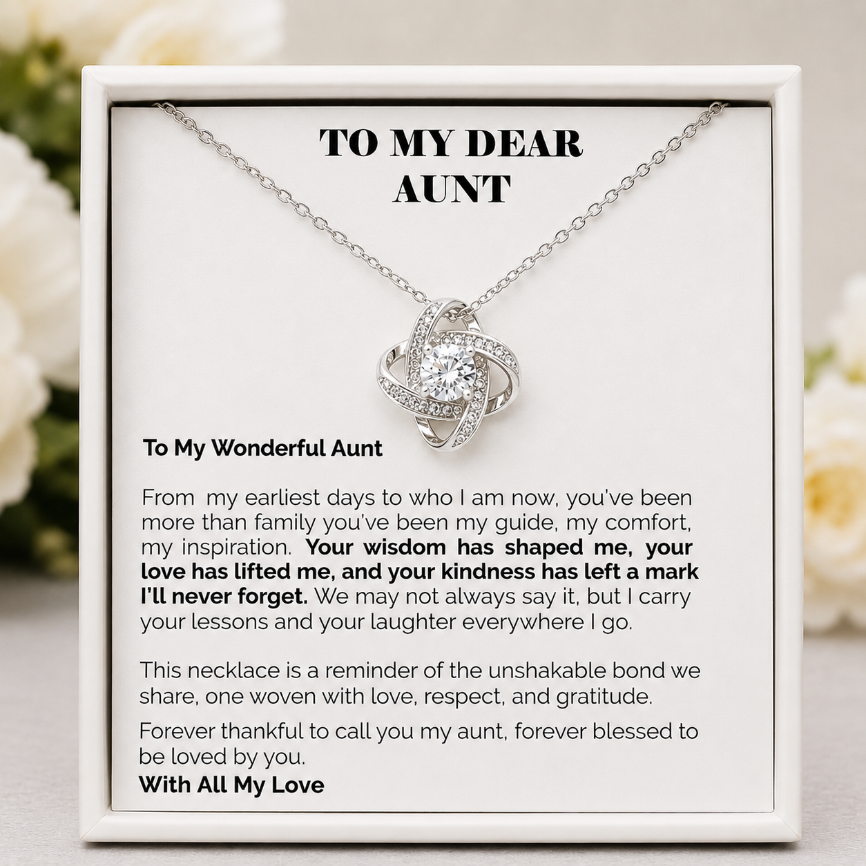 To My Dear Aunt Eternal Knot Necklace - With Love and Gratitude