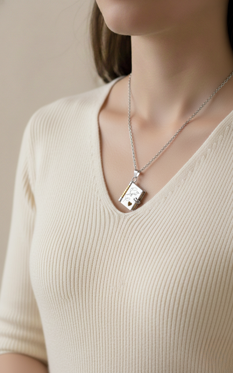 Engraved My Love Book Necklace - A Timeless Romantic Gift for Your Loved One