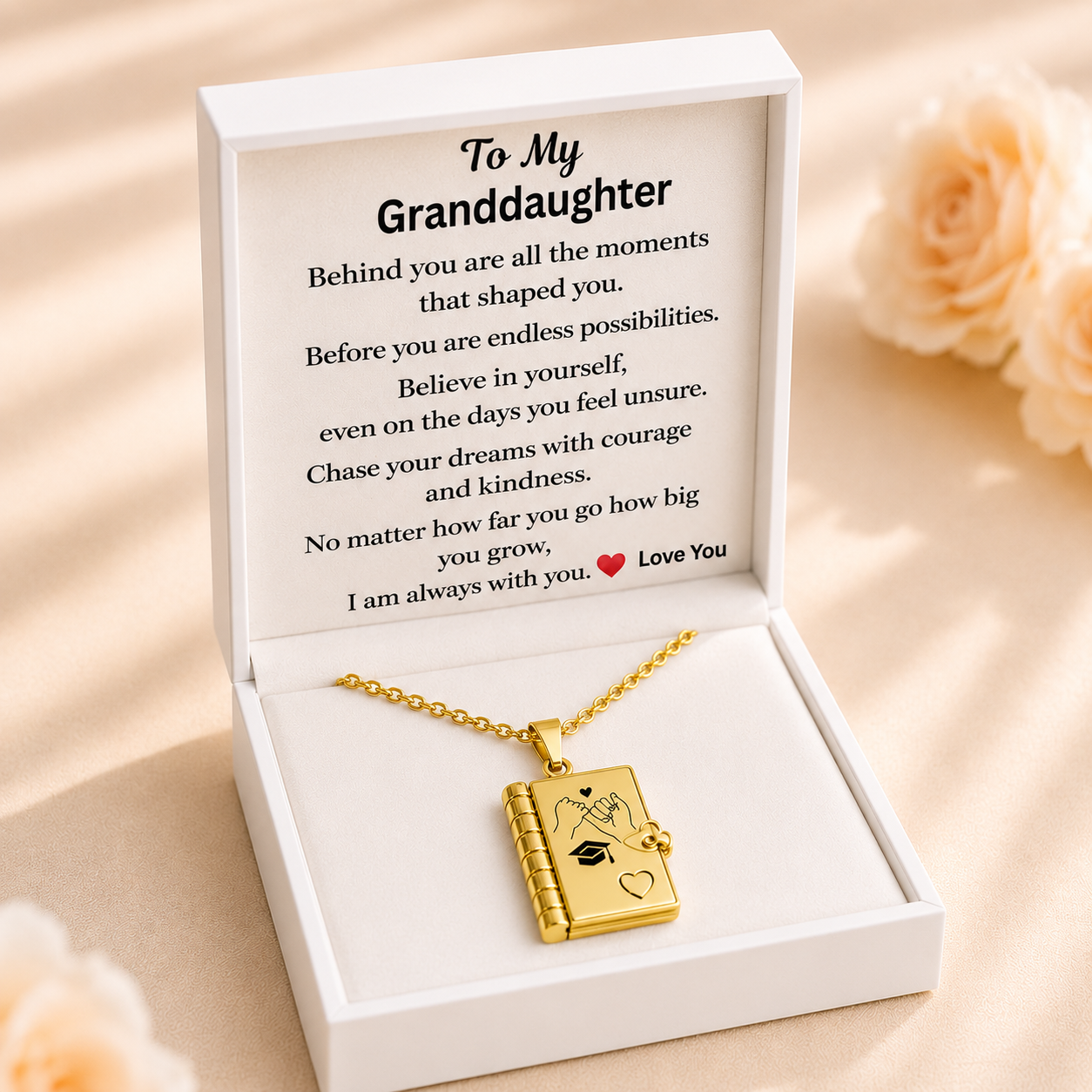 To My Granddaughter - Graduation Book Locket Necklace