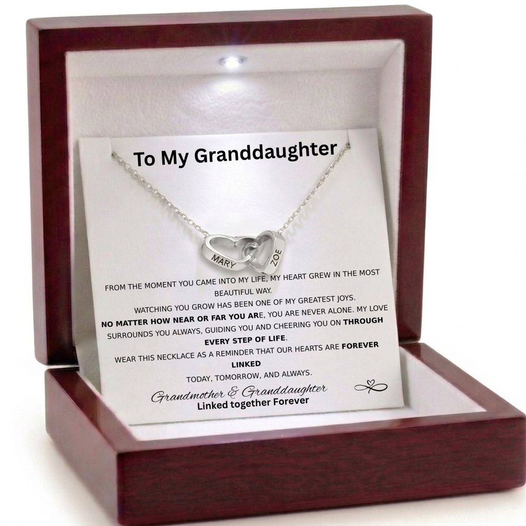 Interlocking Hearts Name Necklace - Grandmother and Granddaughter