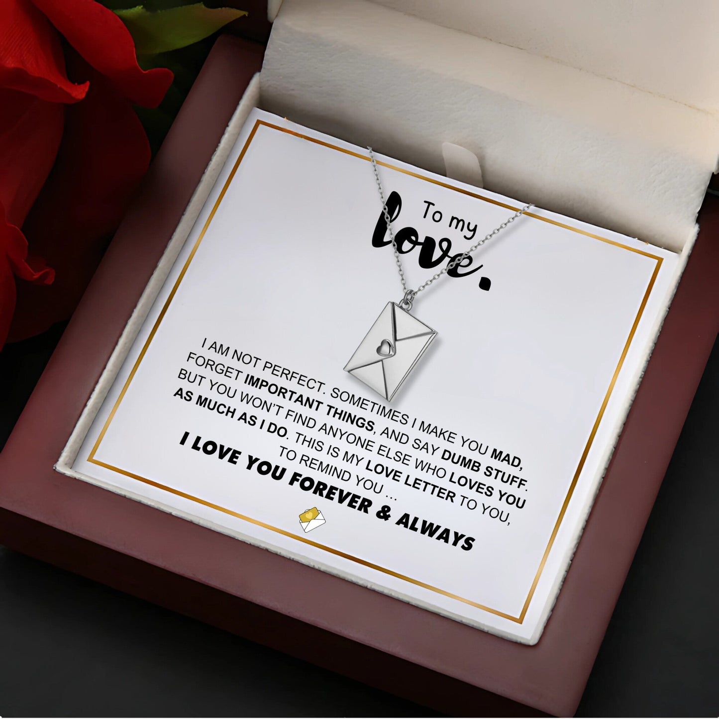 Love Letter Necklace and Message Card Gift Set