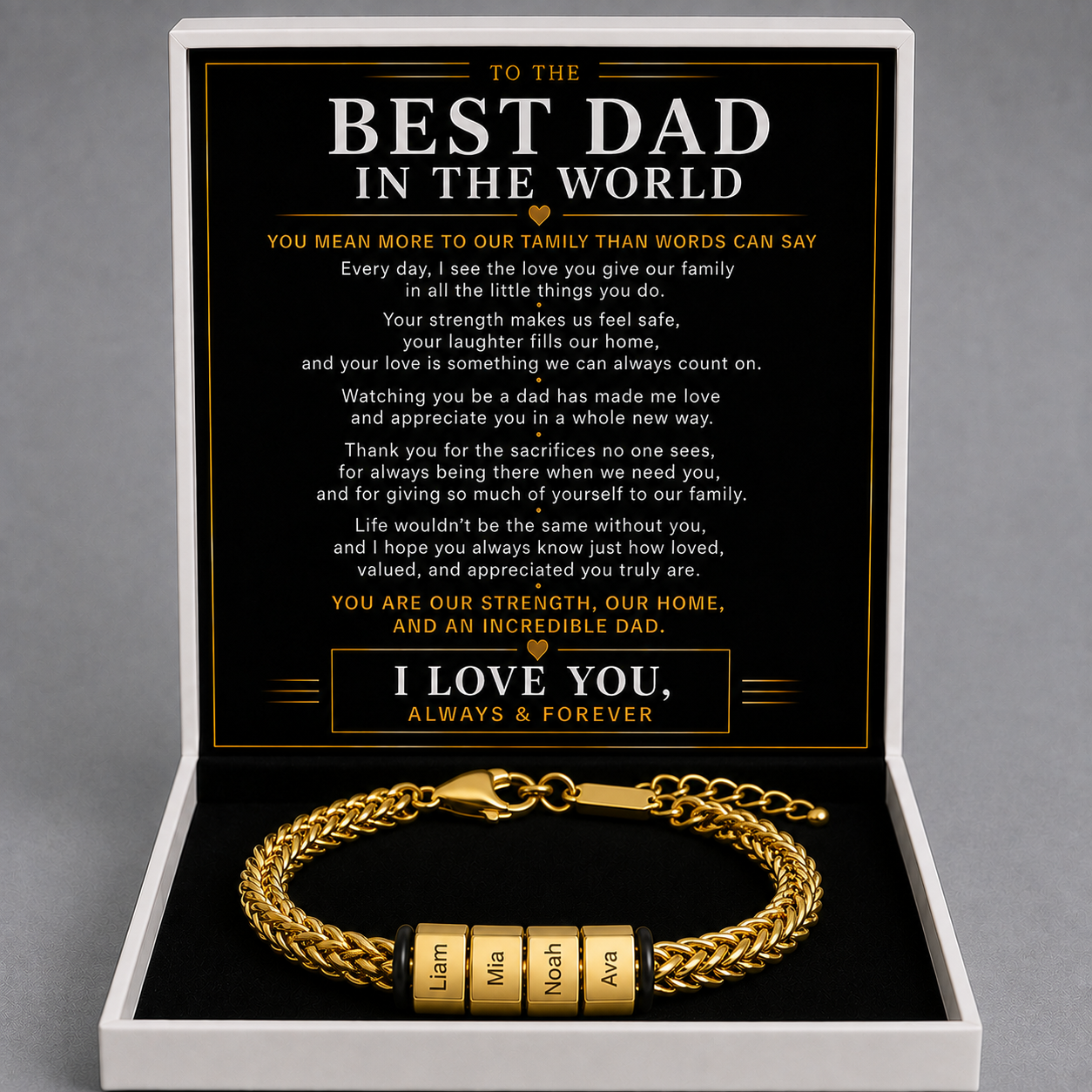 All My Loves Personalised Bracelet  - To the Best Dad in the World