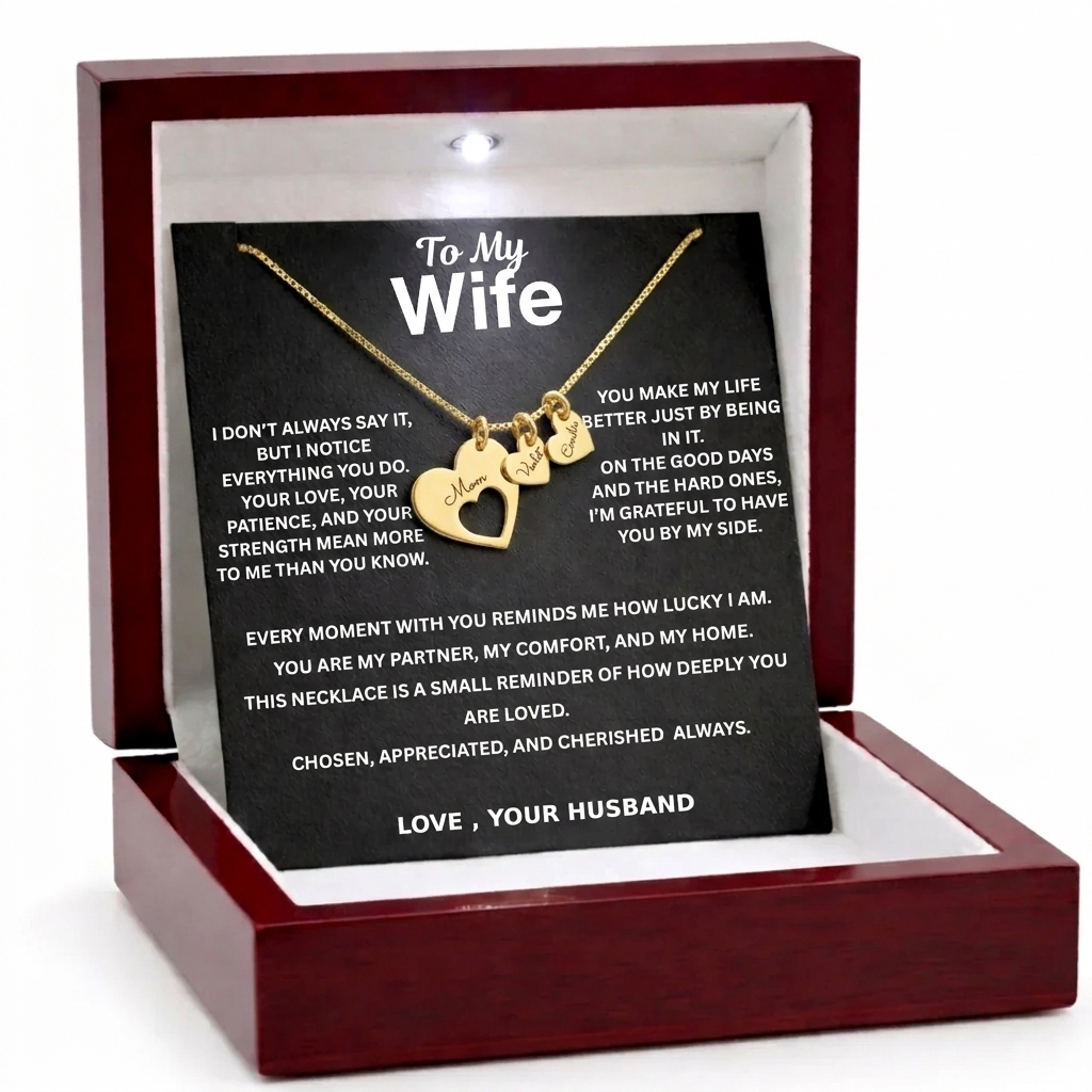 To My Wife – All My Loves Personalised Family Heart Necklace