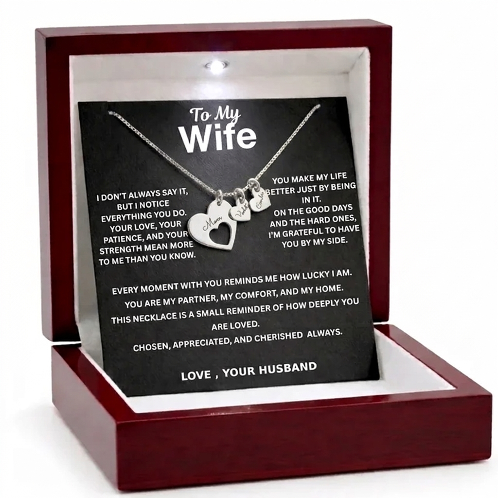 To My Wife – All My Loves Personalised Family Heart Necklace