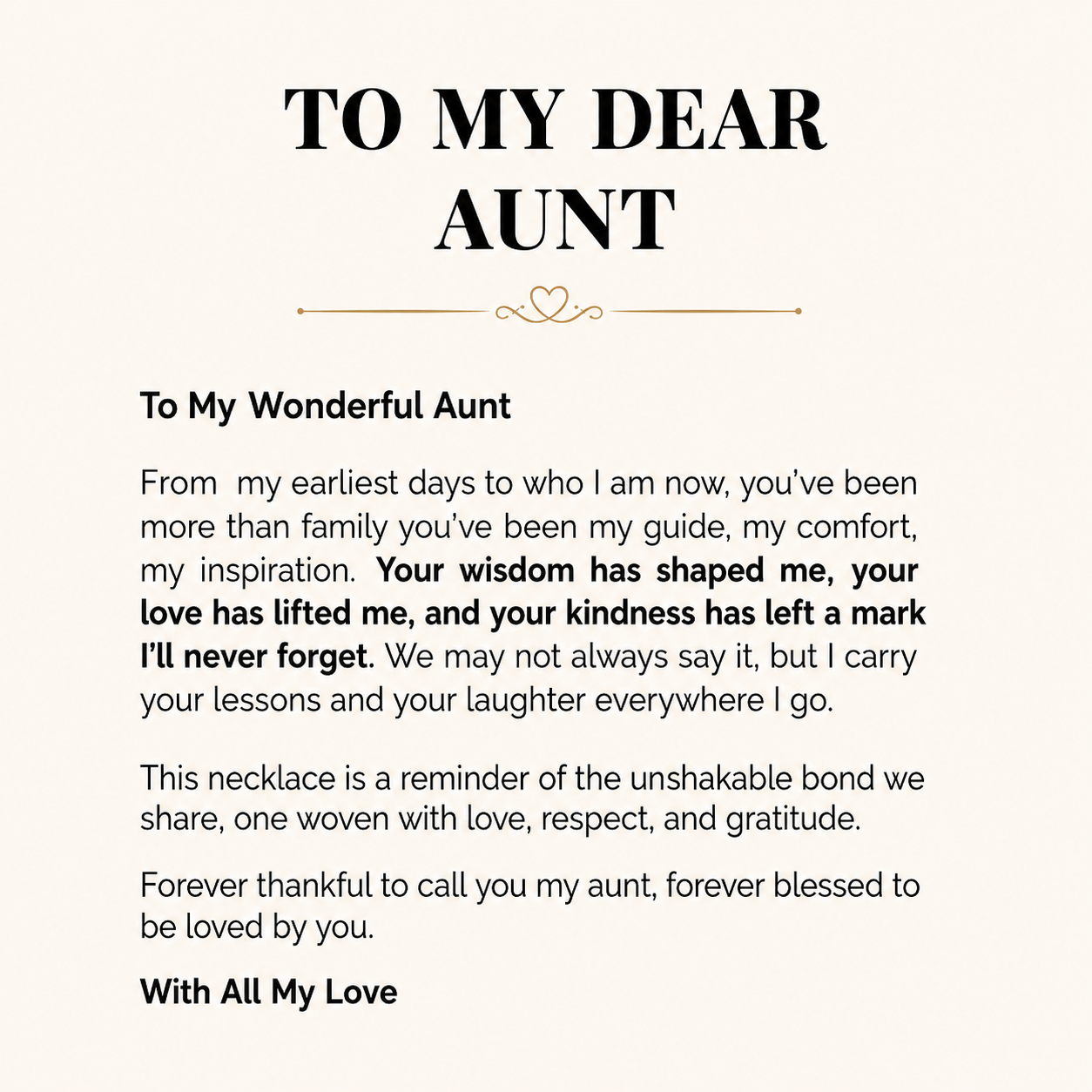 To My Dear Aunt Eternal Knot Necklace - With Love and Gratitude