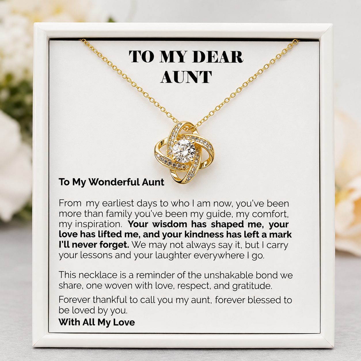 To My Dear Aunt Eternal Knot Necklace - With Love and Gratitude