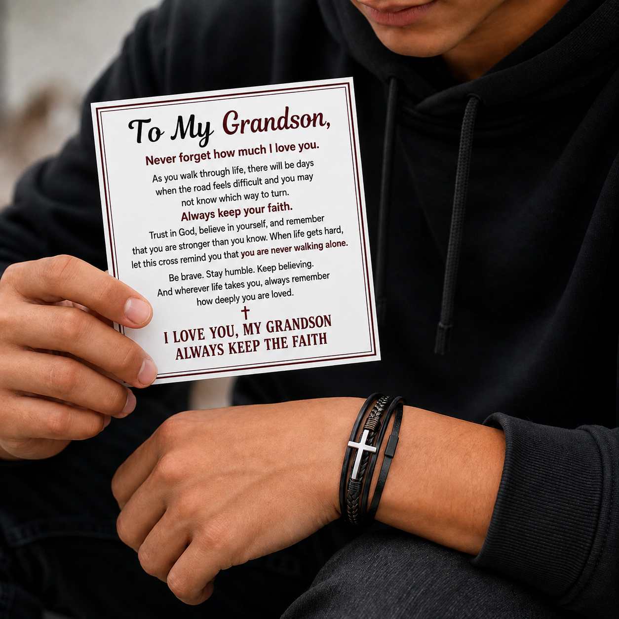 Unbreakable Faith Bracelet for Grandson - Personalised