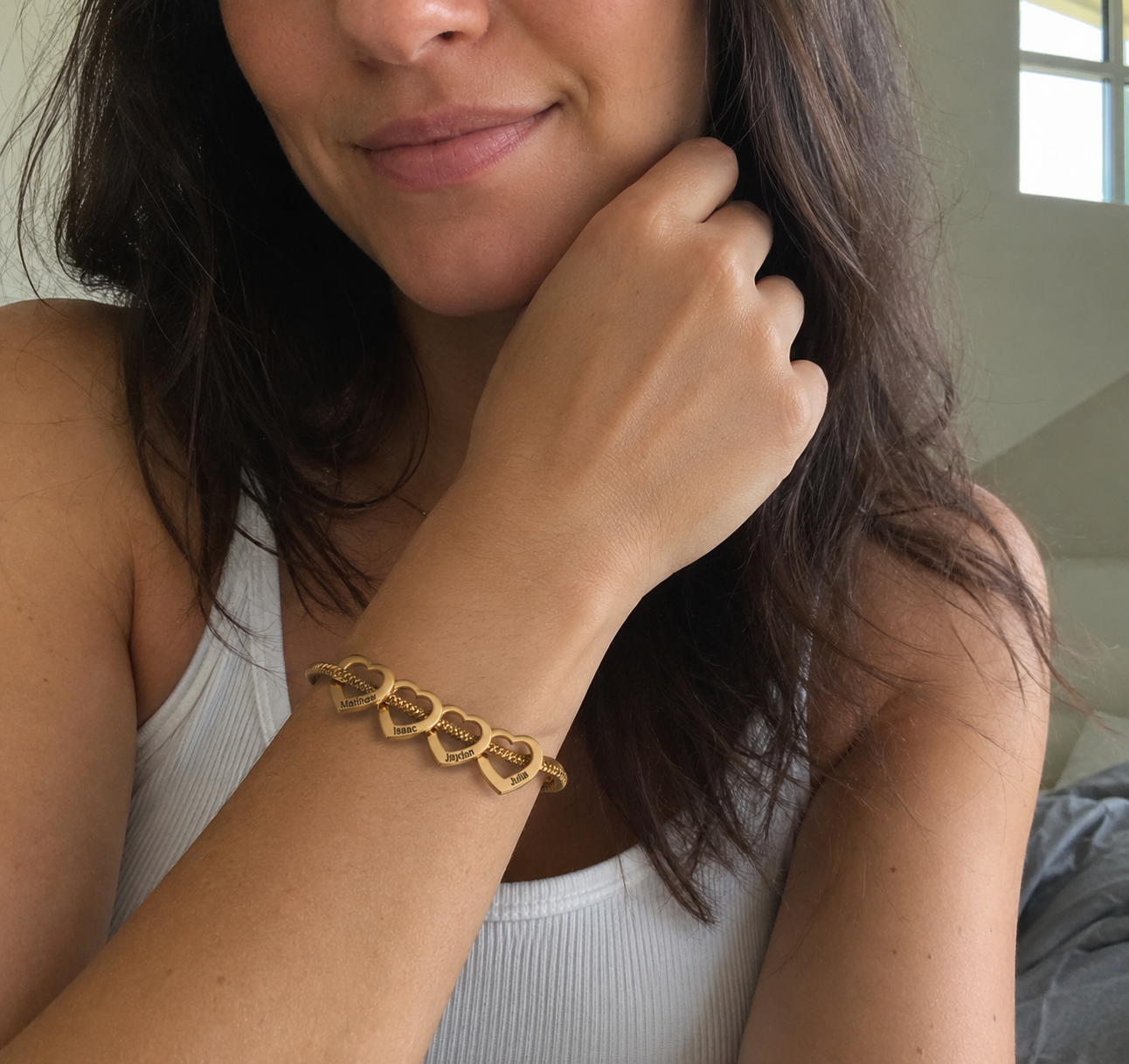 To My Wife – All My Loves Personalised Heart Bracelet (Engraved Names)