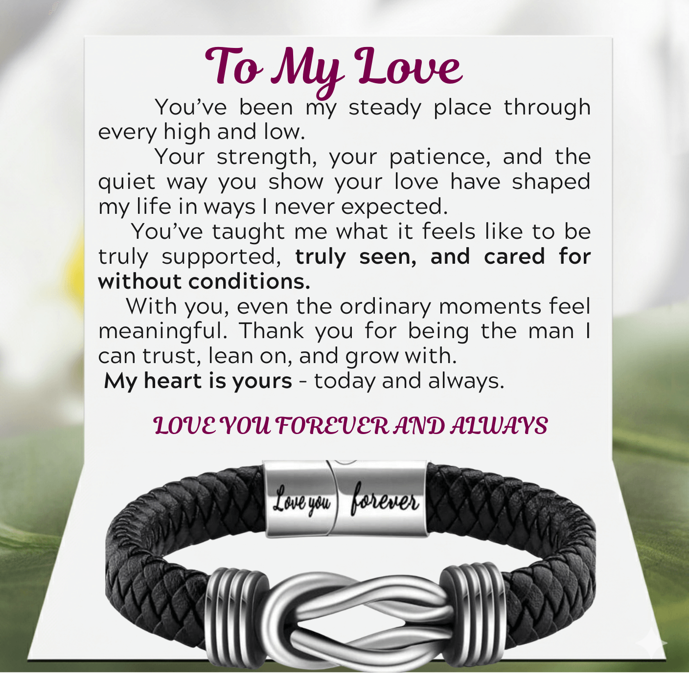 To My Dear Fiance Bound by Strength Bracelet - Stronger Together