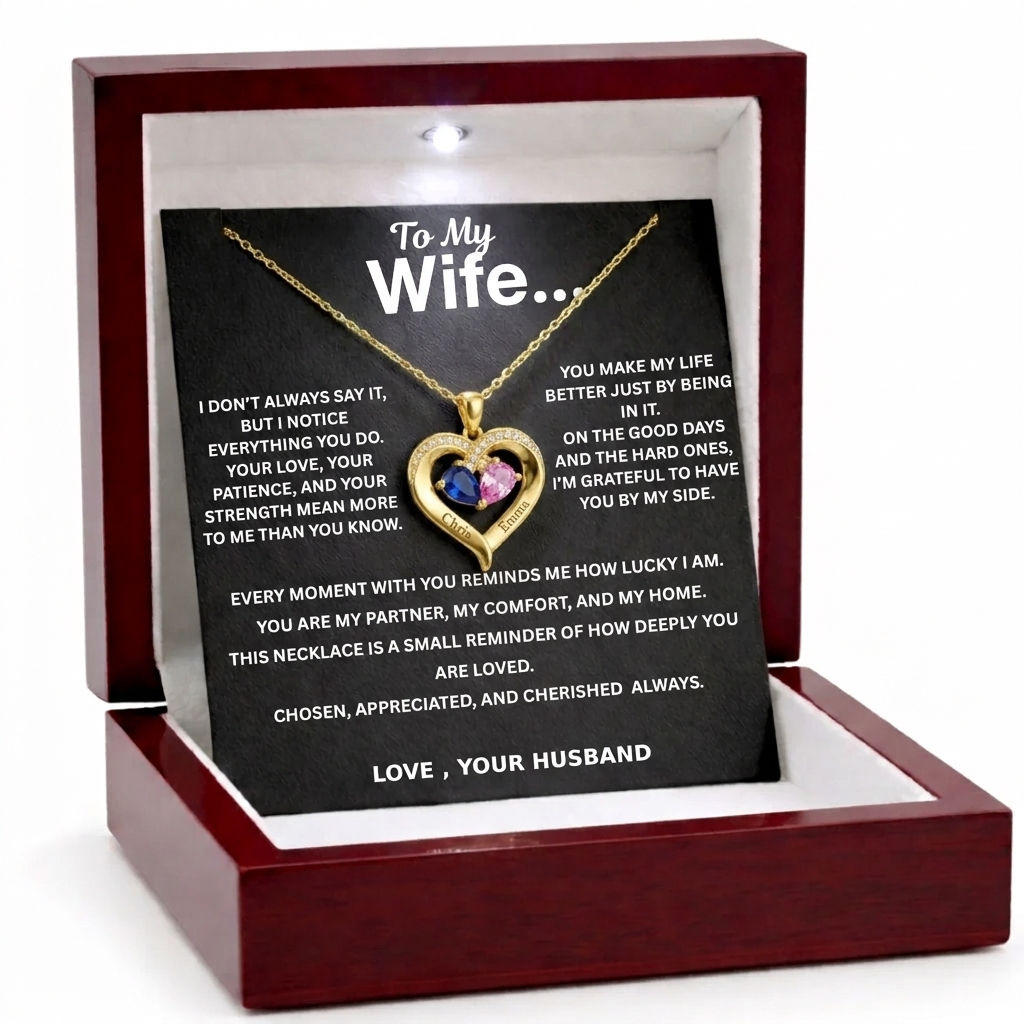 To My Wife - Personalised Birthstone Necklace For The Love Of My Life