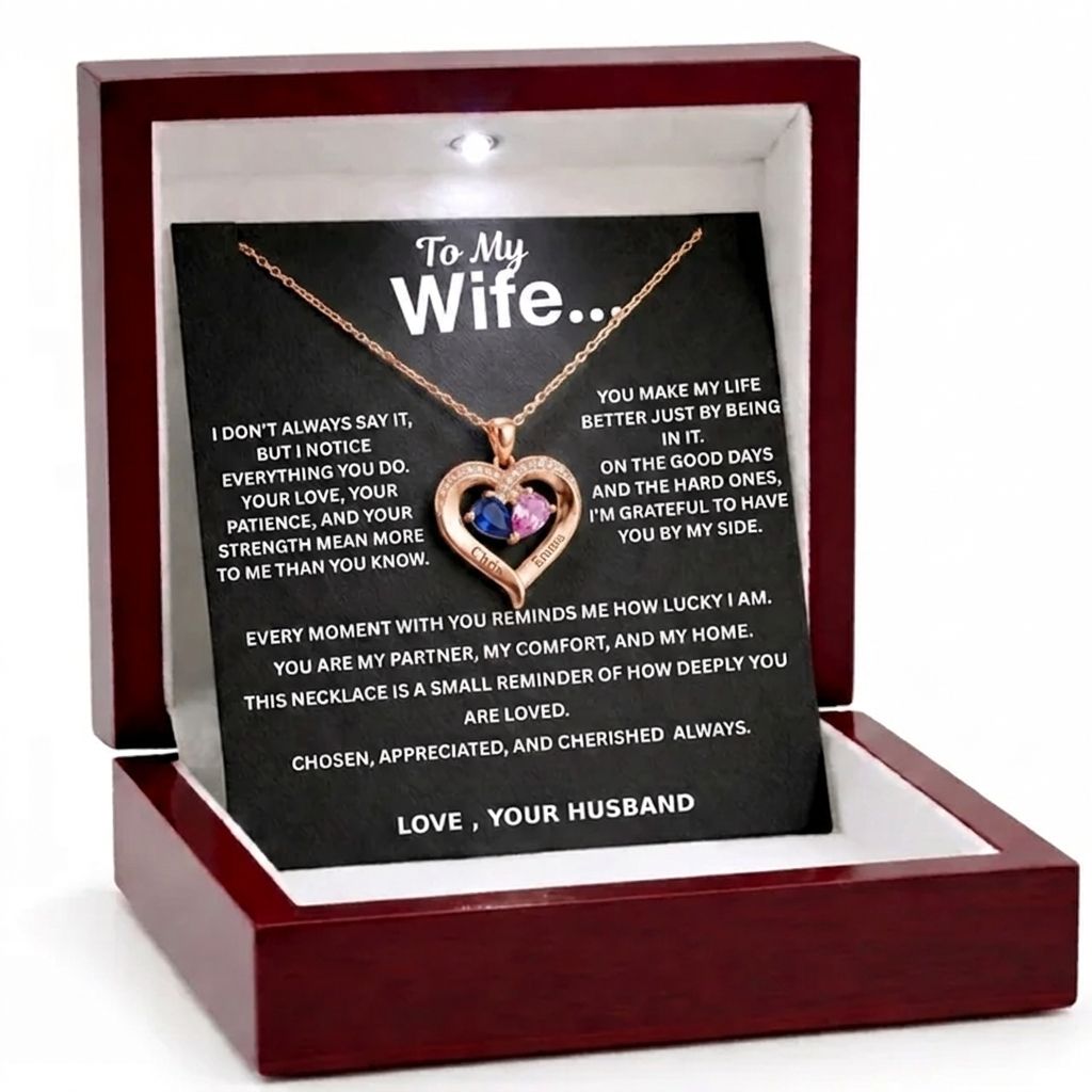 To My Wife - Personalised Birthstone Necklace For The Love Of My Life