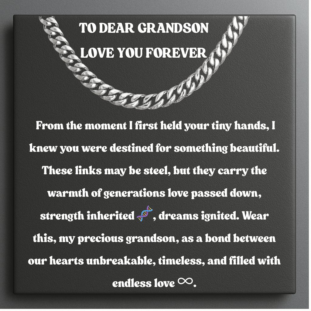 Dearest Grandson Steel Pulse Necklace - My Pride, My Joy