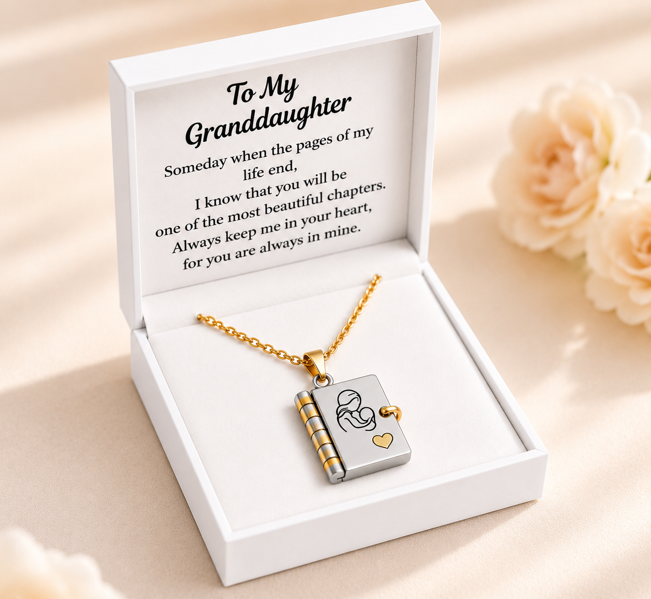 To My Granddaughter -  Book Locket Necklace