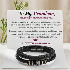 For Grandson  - I Will Always Be With You - Personalized Double Row Bracelet
