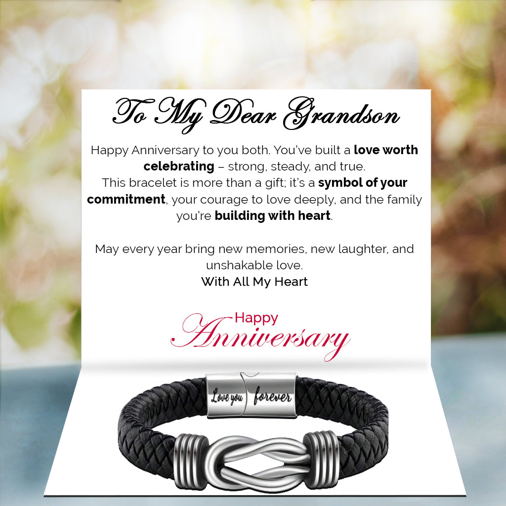 Happy Anniversary Dear Grandson Bound by Strength Bracelet - Lead With Heart