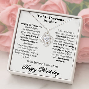 Happy Birthday Dear Daughter Eternal Knot Necklace - Tied to my heart