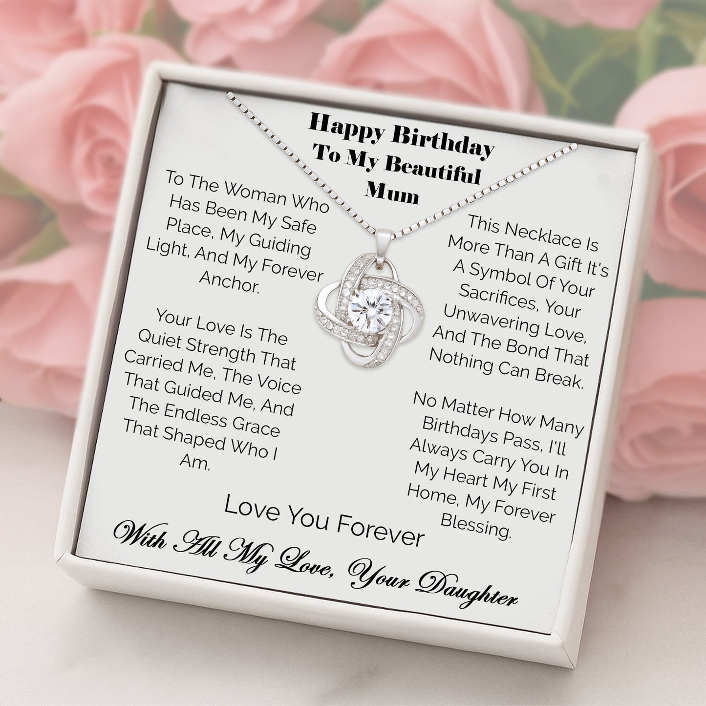 Happy Birthday Dear Mum Eternal Knot Necklace - Forever love you