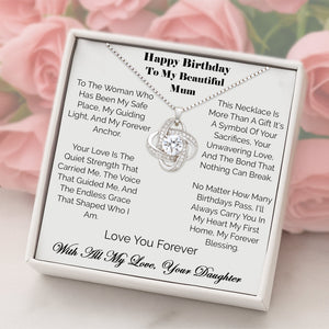 Happy Birthday Dear Mum Eternal Knot Necklace - Forever love you