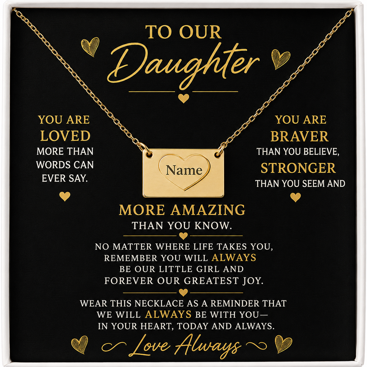 Personalised Heart Message Necklace for Daughter