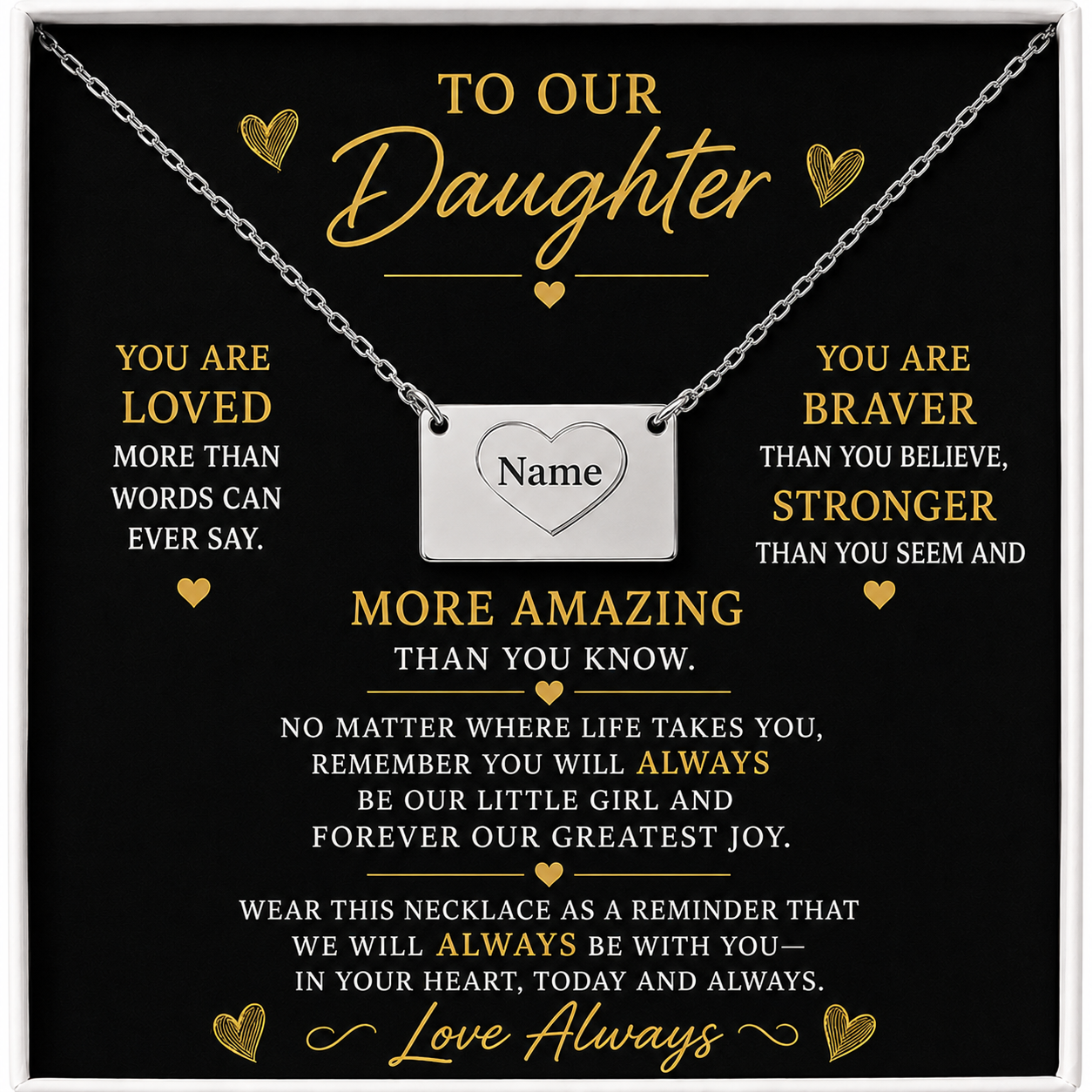 Personalised Heart Message Necklace for Daughter