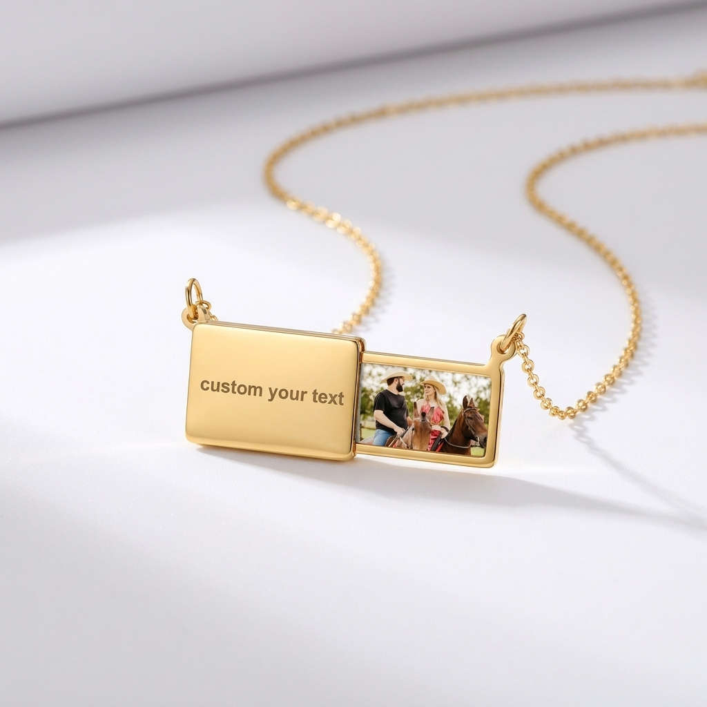 Personalised Hidden Photo Necklace -  Engraved Keepsake