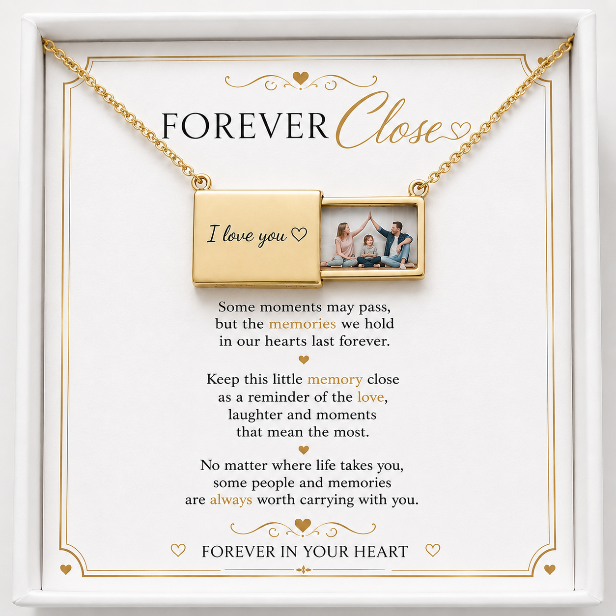 Personalised Hidden Photo Necklace -  Engraved Keepsake