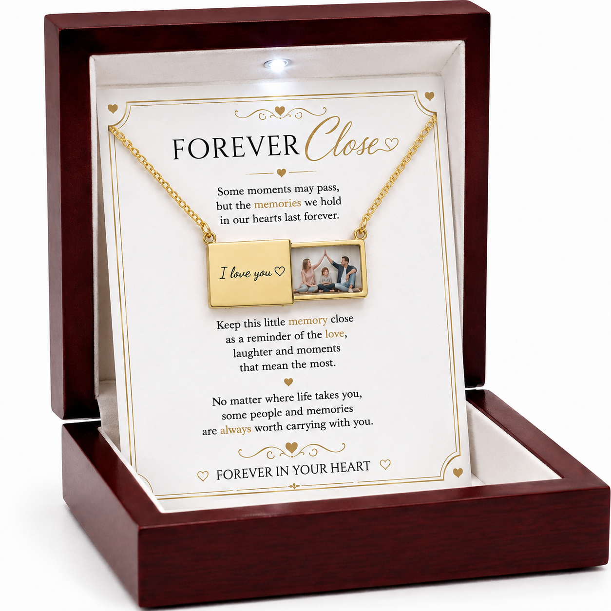 Personalised Hidden Photo Necklace -  Engraved Keepsake