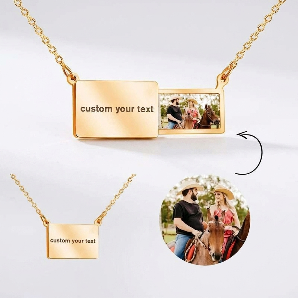 Personalised Hidden Photo Necklace -  Engraved Keepsake