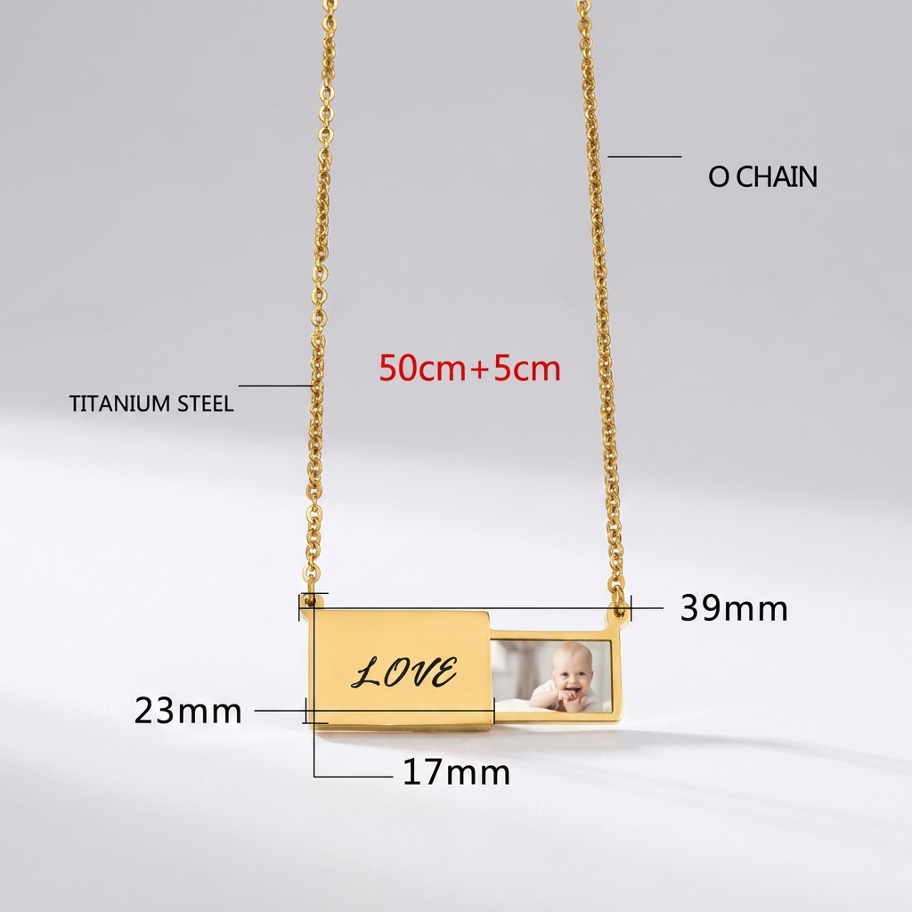 Personalised Hidden Photo Necklace -  Engraved Keepsake