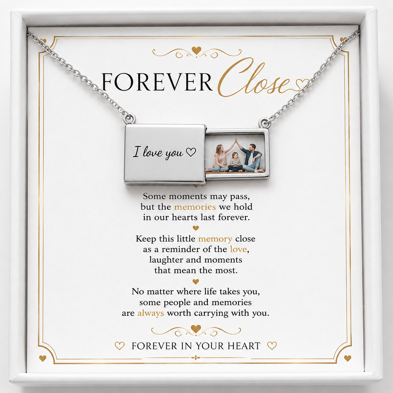 Personalised Hidden Photo Necklace -  Engraved Keepsake