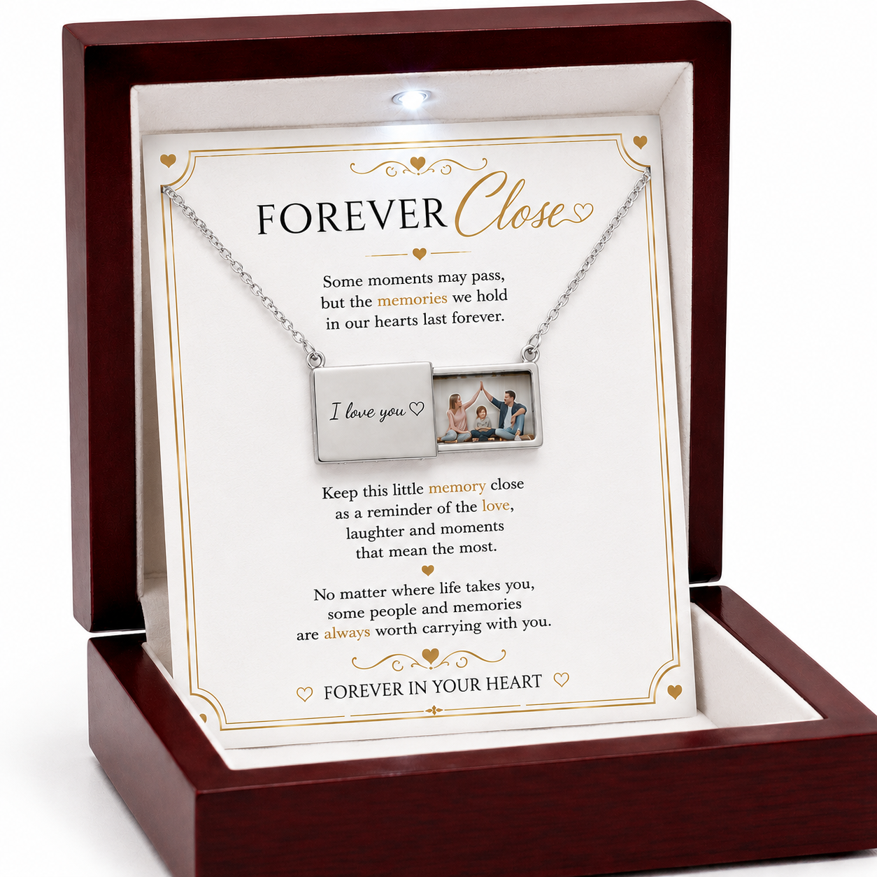 Personalised Hidden Photo Necklace -  Engraved Keepsake