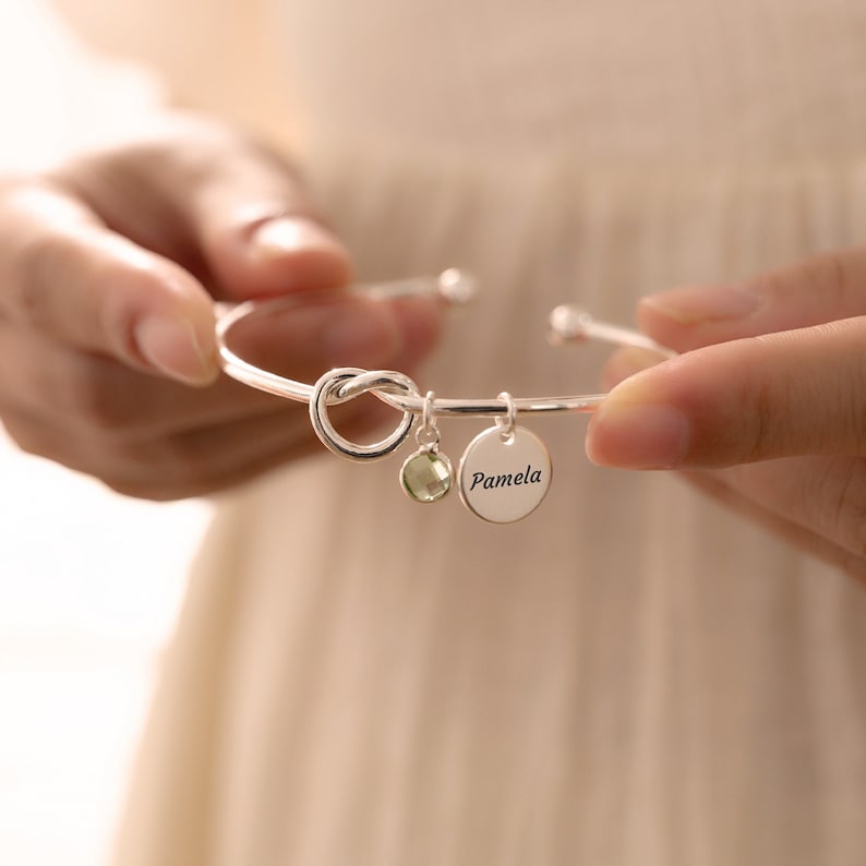To My Daughter - Personalised Initial & Birthstone Infinity Cuff Bracelet