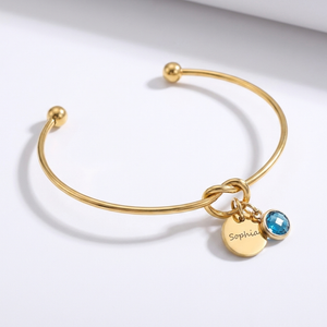 To My Daughter - Personalised Initial & Birthstone Infinity Cuff Bracelet