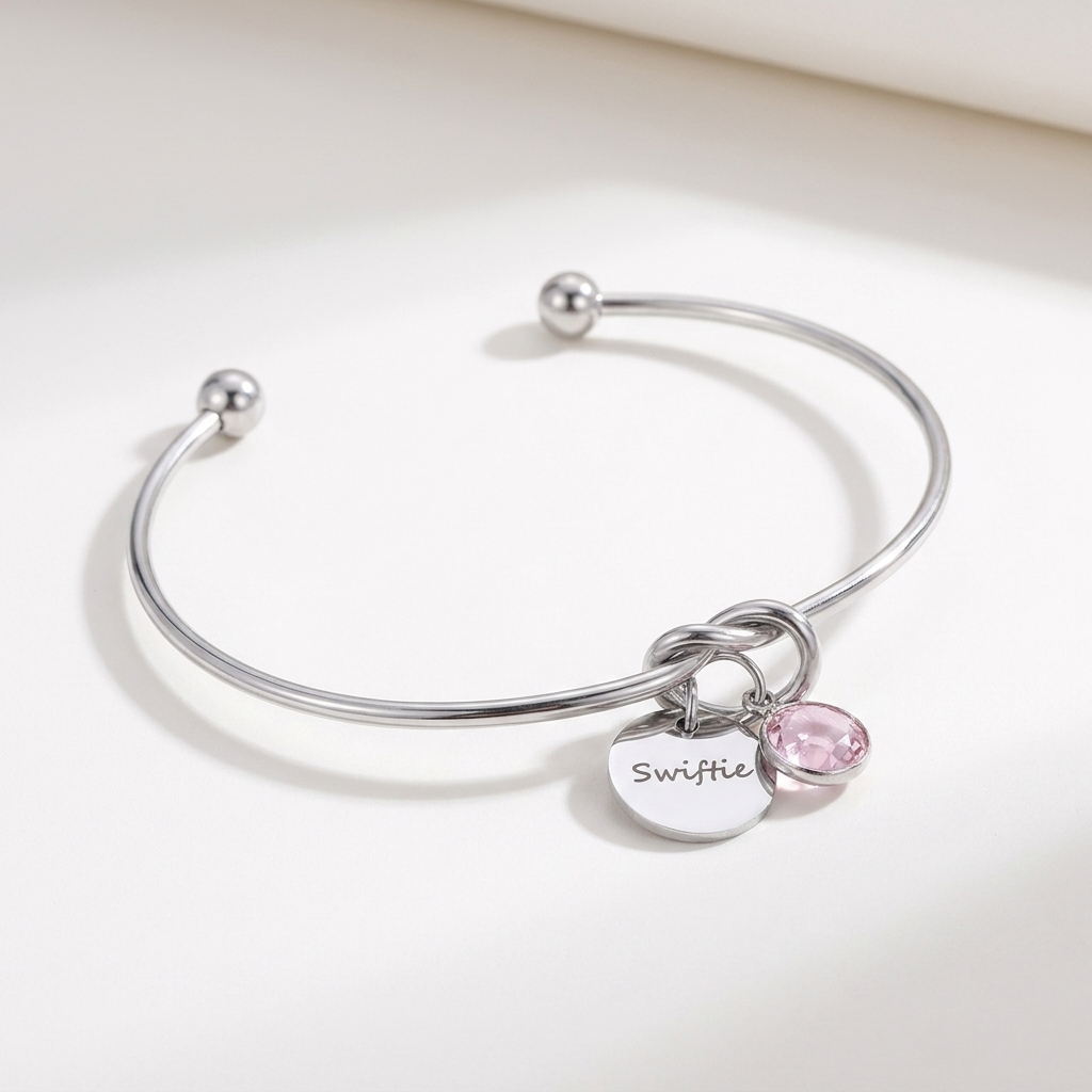 To My Daughter - Personalised Initial & Birthstone Infinity Cuff Bracelet