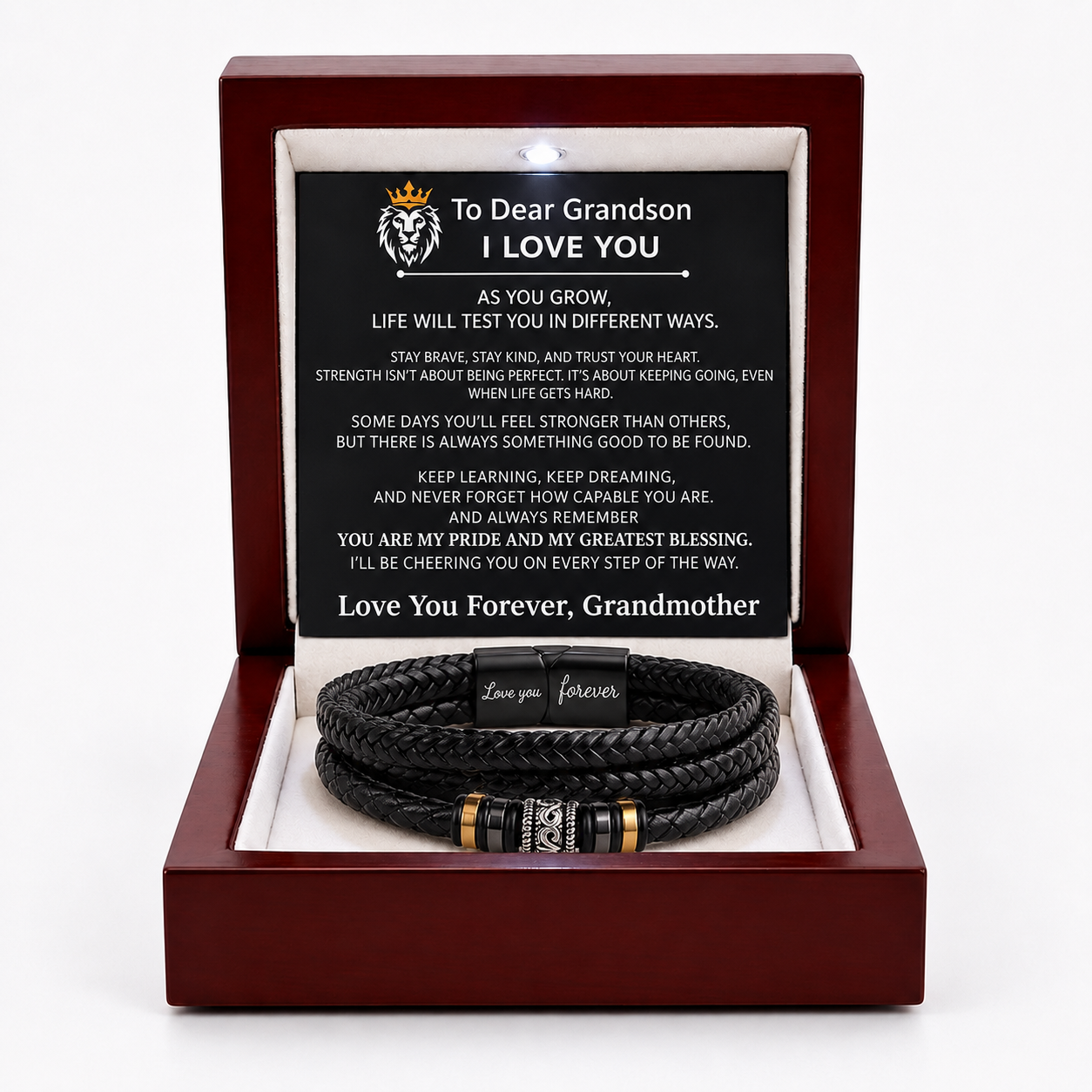To Grandson - Engraved Love You Forever Bracelet  from Grandmother