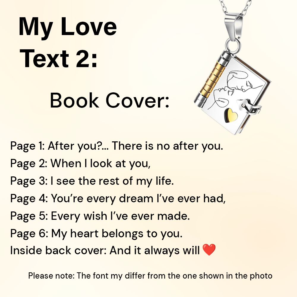 Engraved My Love Book Necklace - A Timeless Romantic Gift for Your Loved One