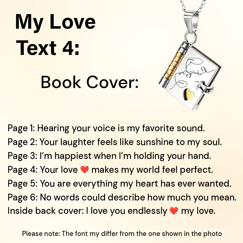Engraved My Love Book Necklace - A Timeless Romantic Gift for Your Loved One