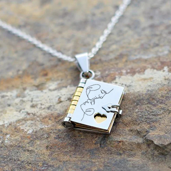 Engraved My Love Book Necklace - A Timeless Romantic Gift for Your Loved One