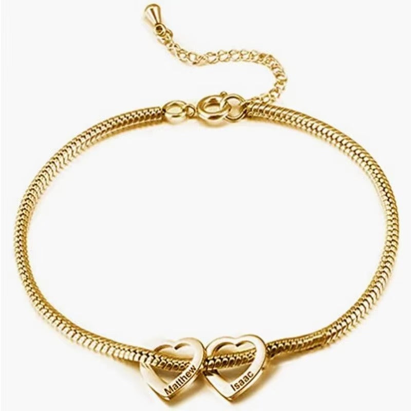 To My Wife – All My Loves Personalised Heart Bracelet (Engraved Names)