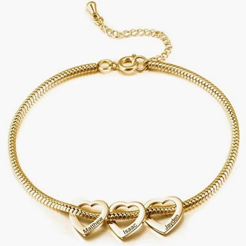 To My Wife – All My Loves Personalised Heart Bracelet (Engraved Names)