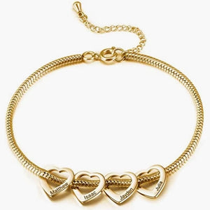 To My Wife – All My Loves Personalised Heart Bracelet (Engraved Names)