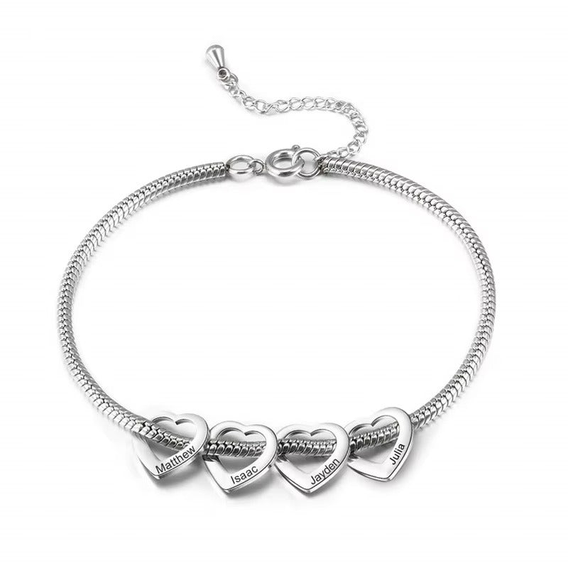 To My Wife – All My Loves Personalised Heart Bracelet (Engraved Names)
