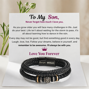 For Son  - I Will Always Be With You - Personalized Double Row Bracelet
