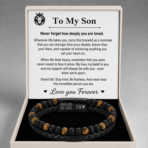 To My son Engraved Tiger Eye  Bracelet