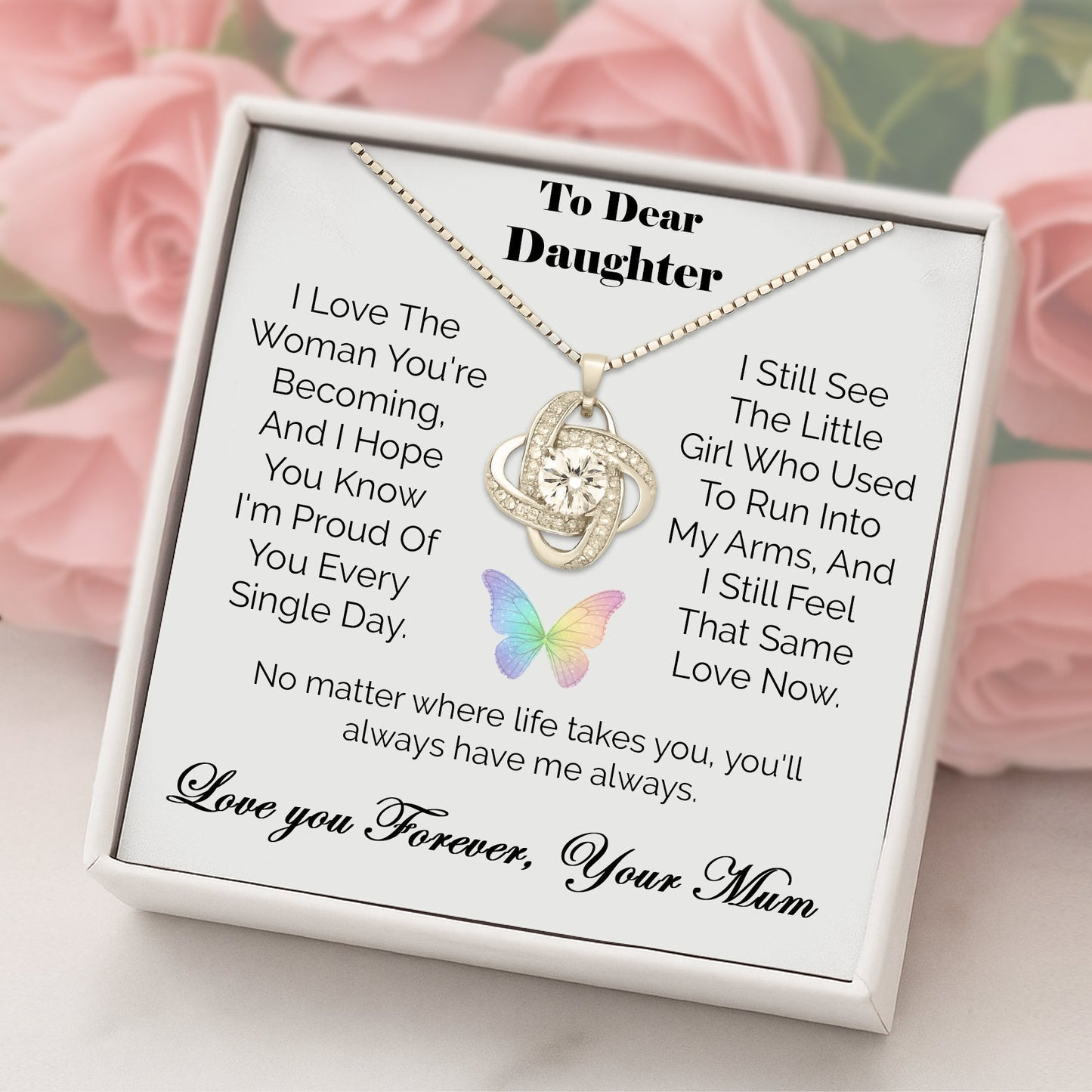 To My Daughter Mother & Daughter Eternal Knot Necklace - Two Hearts One Forever
