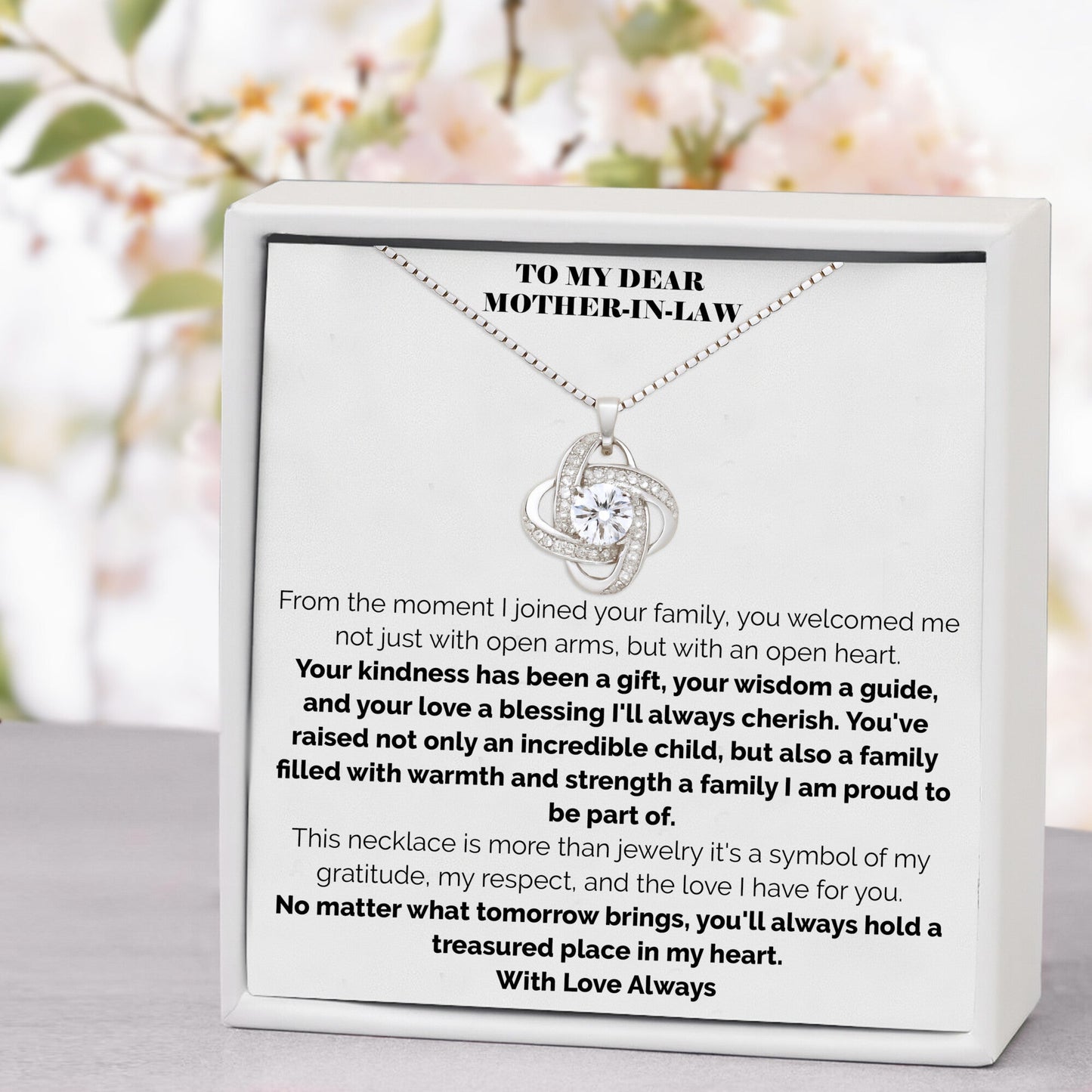 To My Dear Mother-in-Law Eternal Knot Necklace - Grateful for you