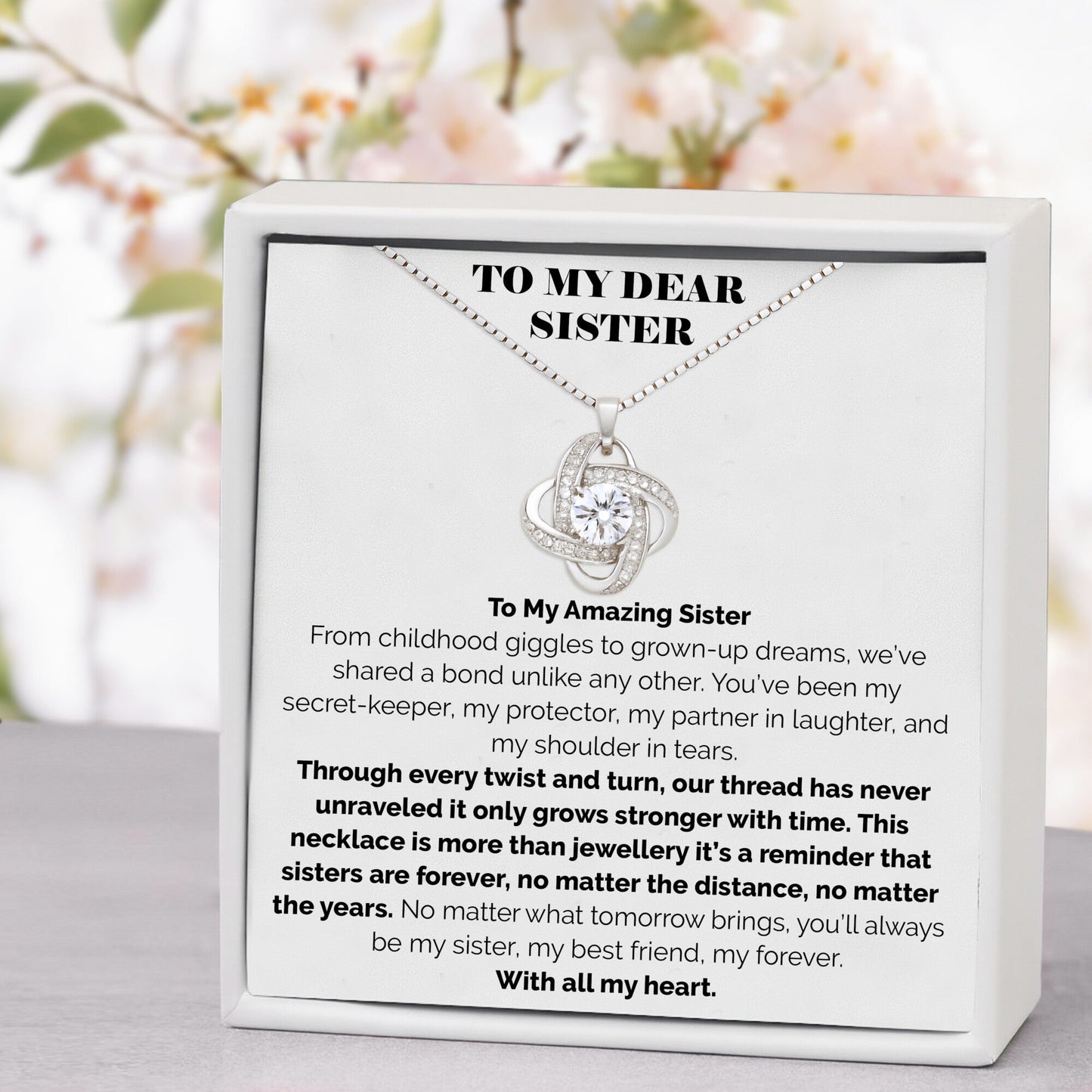 To My Dear Sister Eternal Knot Necklace - Sister, My Forever Friend