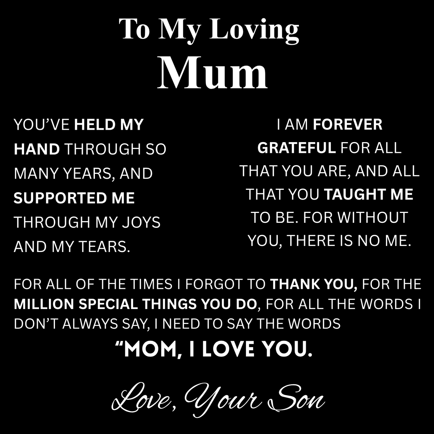 To My Loving Mum – Love Knot Necklace - From Son