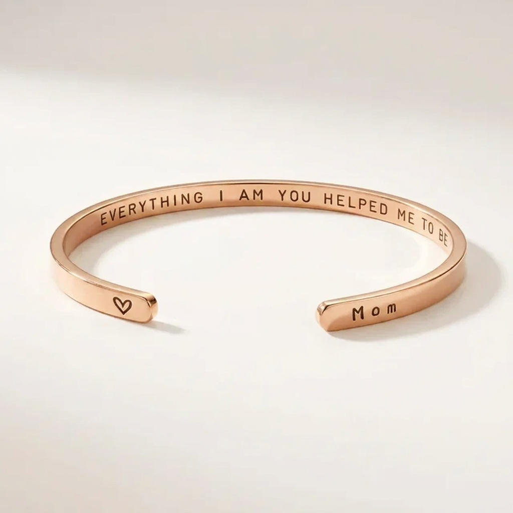 To Mum - Everything I Am, You Helped Me To Be Engraved Cuff Bracelet