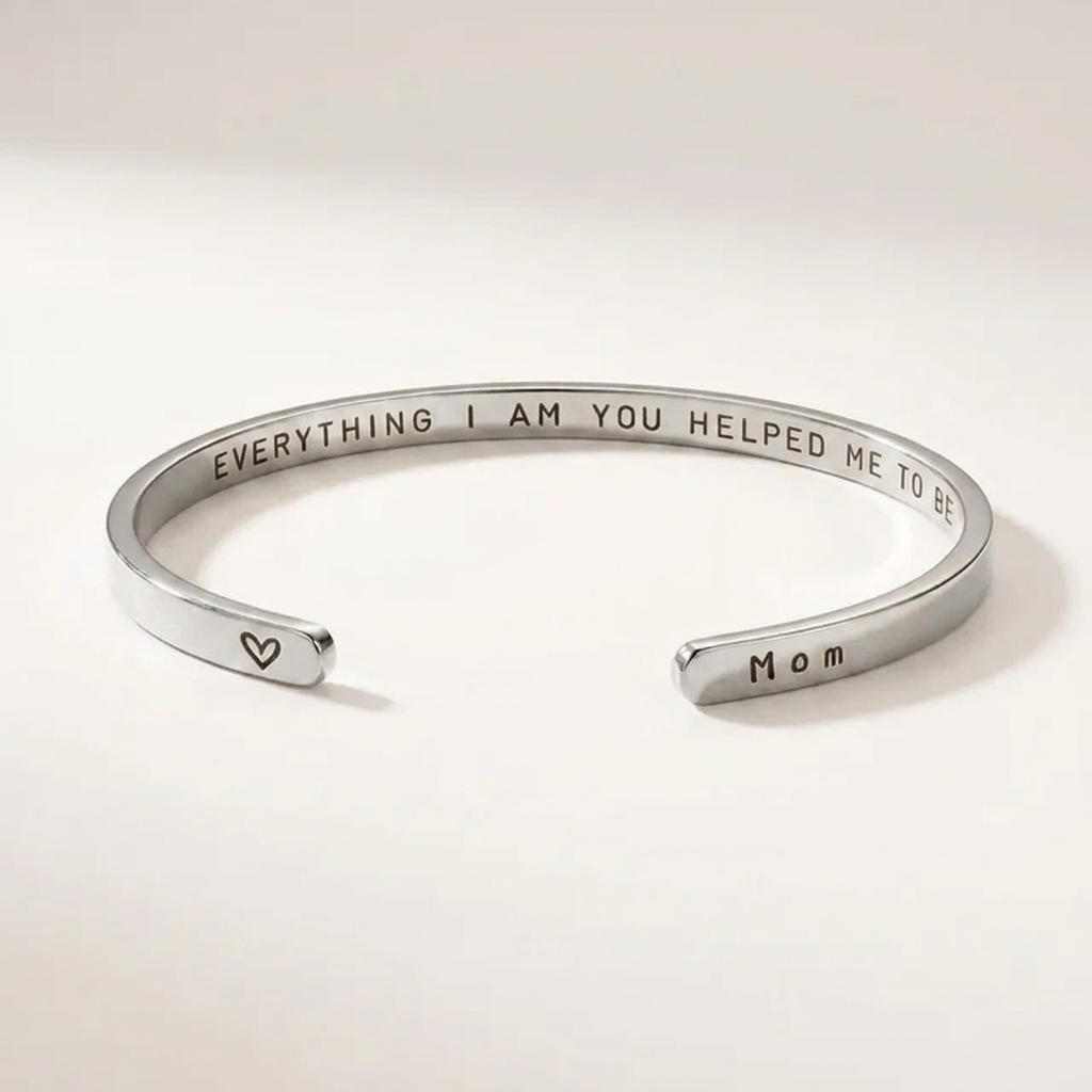 To Mum - Everything I Am, You Helped Me To Be Engraved Cuff Bracelet